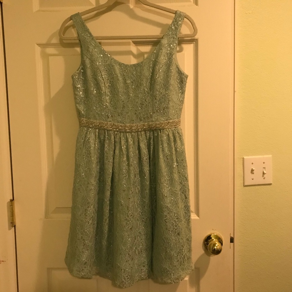 Minuet Teal Sparkle Cocktail Dress